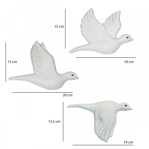 Homing Decorative Wall Object 3 Pieces Flying Birds HMY-6374