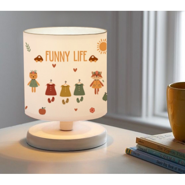 Homing White Body Mini Lampshade Funny Life Fabric AYD-3379