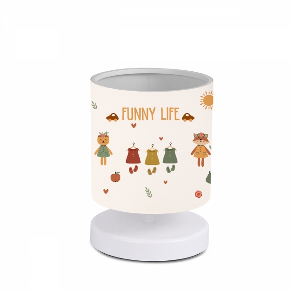 Homing White Body Mini Lampshade Funny Life Fabric AYD-3379