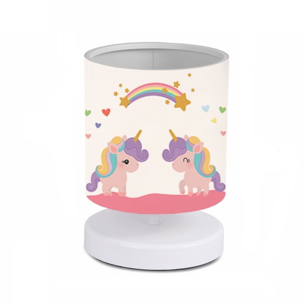 Homing White Body Mini Lampshade Unicorn Patterned Fabric AYD-3386