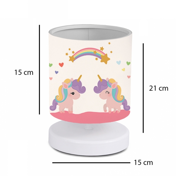 Homing White Body Mini Lampshade Unicorn Patterned Fabric AYD-3386