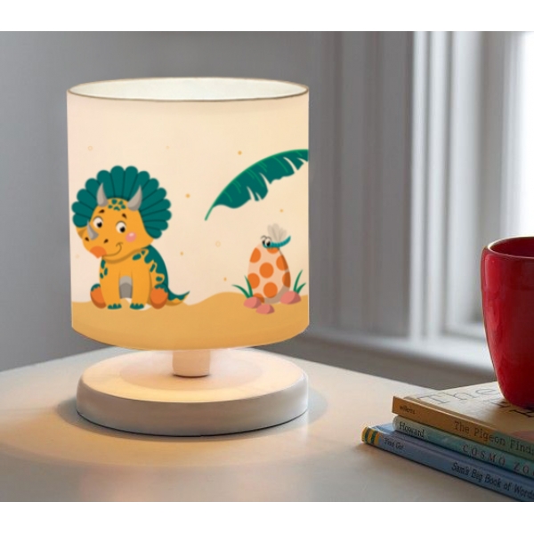 Homing White Body Mini Lampshade Dinosaur Patterned Fabric AYD-3389