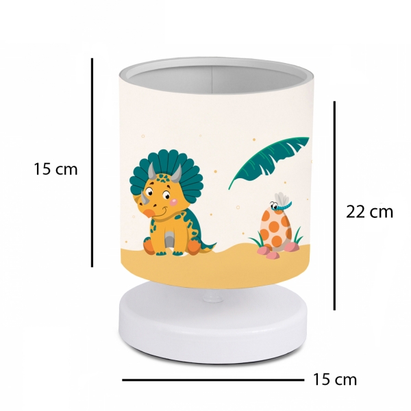 Homing White Body Mini Lampshade Dinosaur Patterned Fabric AYD-3389