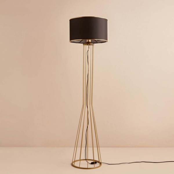 Homing Nordona Gold Detailed Metal Leg Floor Lamp Black AYD-3489