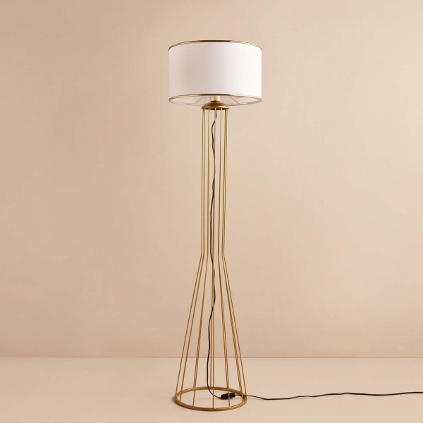 Homing Nordona Gold Detailed Metal Leg Floor Lamp White AYD-3494