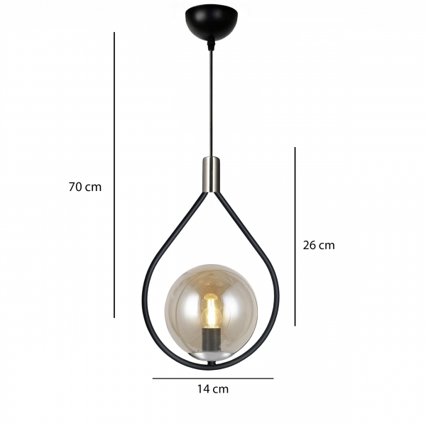 Homing Lewis Metal Tekli Camlı Krom Detaylı Sarkıt AYD-3532