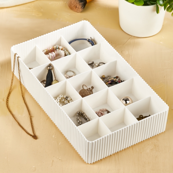 Homing 15 Compartments Organizer Jewelry Box White ORG-2022