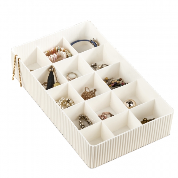 Homing 15 Compartments Organizer Jewelry Box White ORG-2022