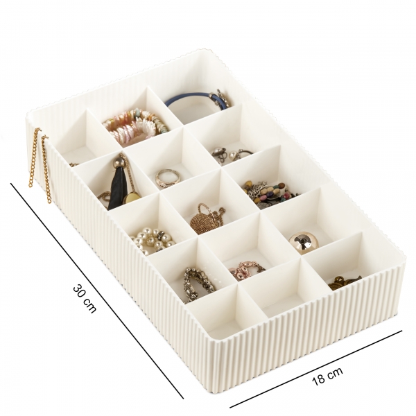 Homing 15 Compartments Organizer Jewelry Box White ORG-2022