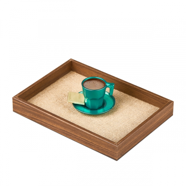 Homing Decorative Tray Walnut-Fabric Inner Surface M-3065