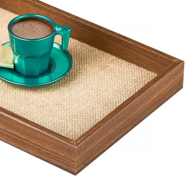 Homing Decorative Tray Walnut-Fabric Inner Surface M-3065