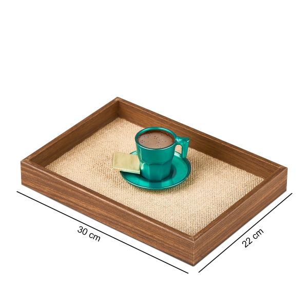 Homing Decorative Tray Walnut-Fabric Inner Surface M-3065