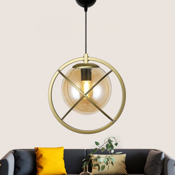 Homing Globe Gold Metal Glass Pendant Lamp AYD-3538