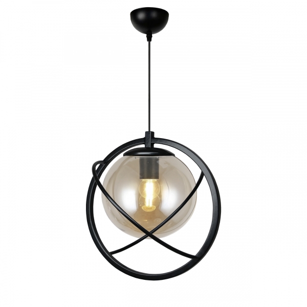 Homing Globe Black Metal Glass Pendant Lamp AYD-3539