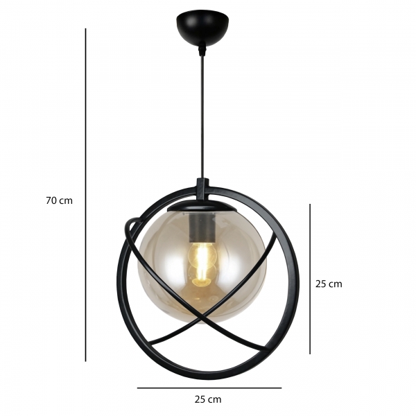 Homing Globe Black Metal Glass Pendant Lamp AYD-3539