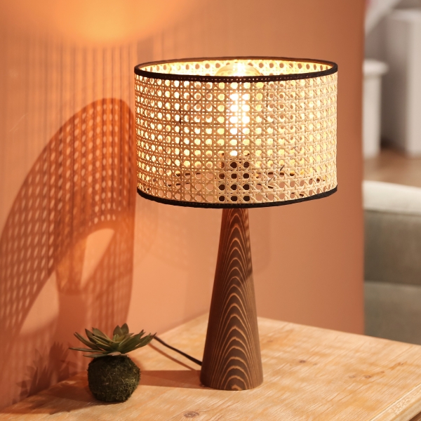 Homing Lucca Wood Hazeran Rattan Lampshade AYD-3571