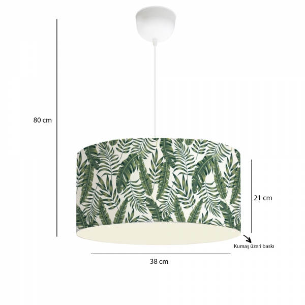 Homing Exclusive Printed Leaf Patterned Drum Pendant Lamp 38 cm AYD-3620