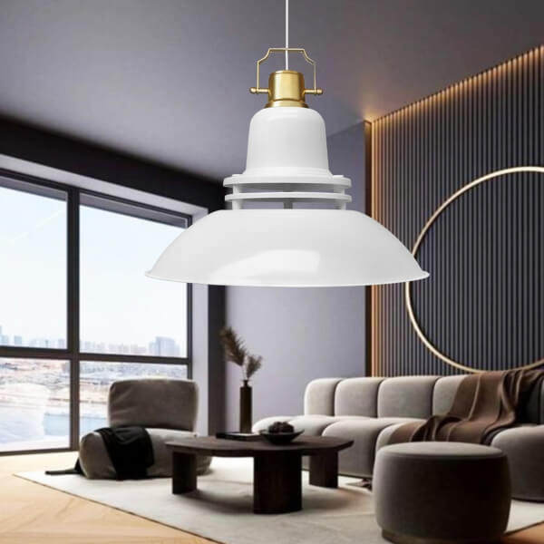 Homing Top Gold Detailed White Industrial Large Size Metal Pendant AYD-3643