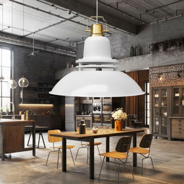 Homing Top Gold Detailed White Industrial Large Size Metal Pendant AYD-3643