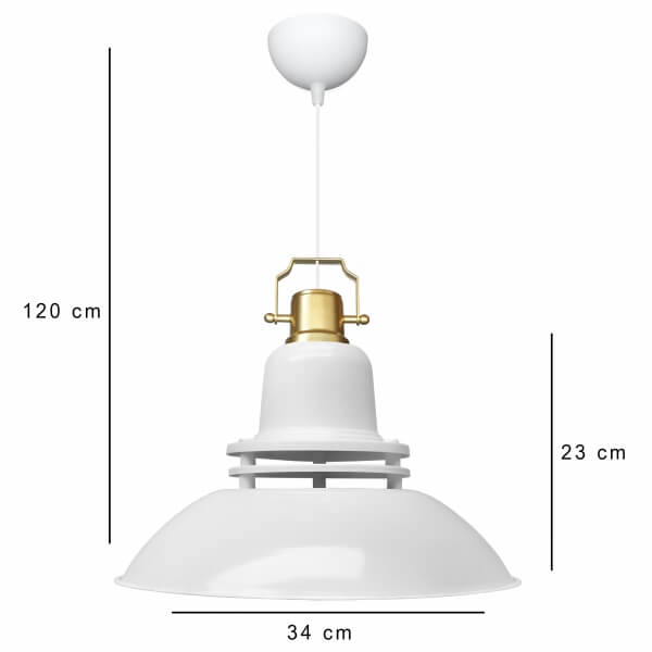 Homing Top Gold Detailed White Industrial Large Size Metal Pendant AYD-3643