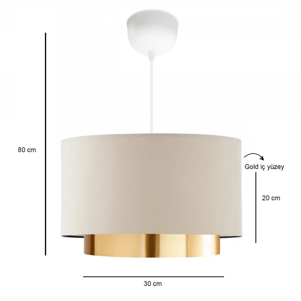 Exclusive Pendant Lamp with Homing Gold Interior and Exterior Surfaces Cream AYD-3652