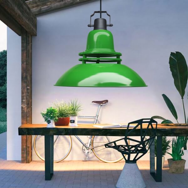 Homing Green Top Gold Detailed Industrial Metal Pendant AYD-3655