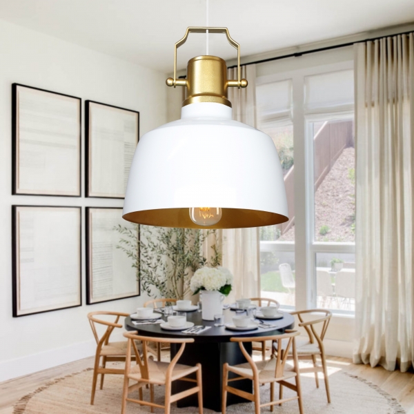 White Retro Pendant Lamp With Homing Gold Inner Surface AYD-3656