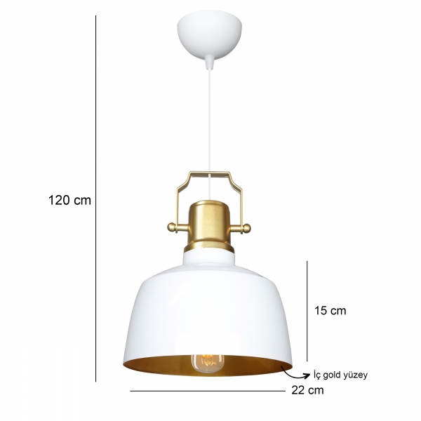 White Retro Pendant Lamp With Homing Gold Inner Surface AYD-3656