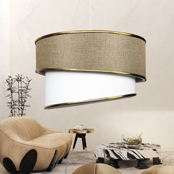 Homing Gold Fabric Sandbeige Design Single Pendant Lamp Chandelier AYD-3671