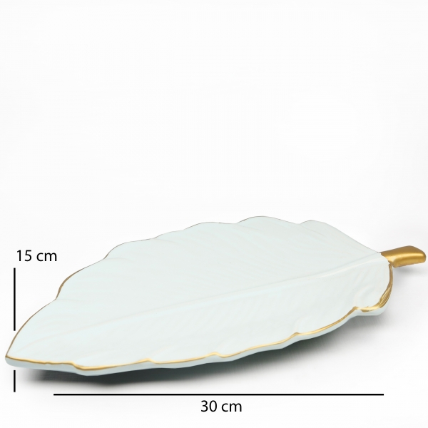 Homing White Ceramic Gold Edged Leaf Presentation Stand HMY-6397