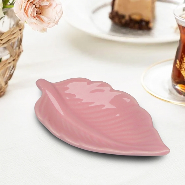 Homing Pink Ceramic Leaf Mini Presentation Stand HMY-6401