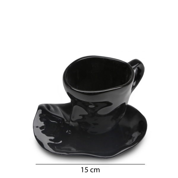 Homing Ceramic Decorative Cup and Base Black HMY-6406