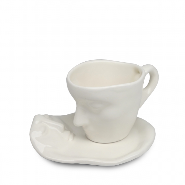 Homing Ceramic Decorative Cup and Base Cream HMY-6407