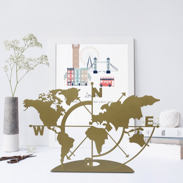 Homing Metal Tumbled Color Accessory World Map HMY-6409