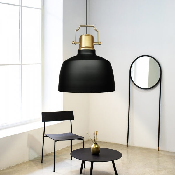 Homing Gold Detailed Black Single Metal Pendant Lamp AYD-3724