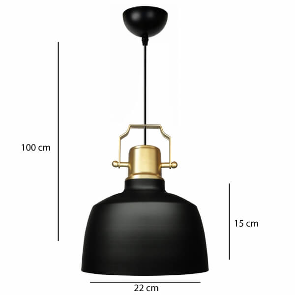 Homing Gold Detailed Black Single Metal Pendant Lamp AYD-3724