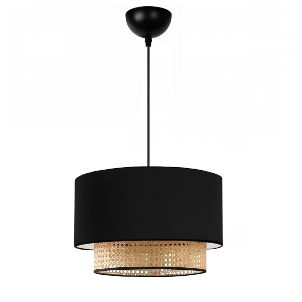 Homing Black Fabric Hazeran Rattan Pendant Lamp AYD-3743