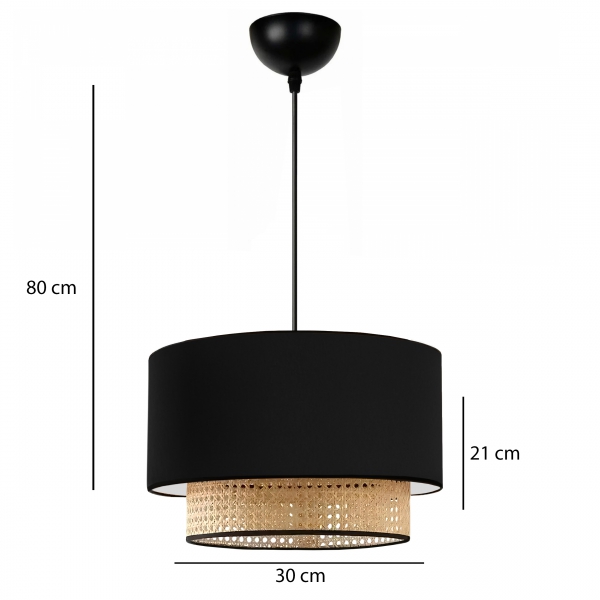 Homing Black Fabric Hazeran Rattan Pendant Lamp AYD-3743