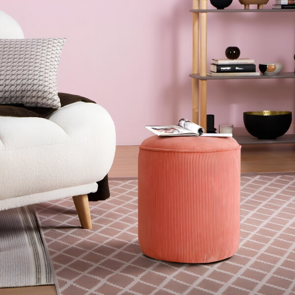 Homing Berry Corded Fabric Cylinder Pouf 241319