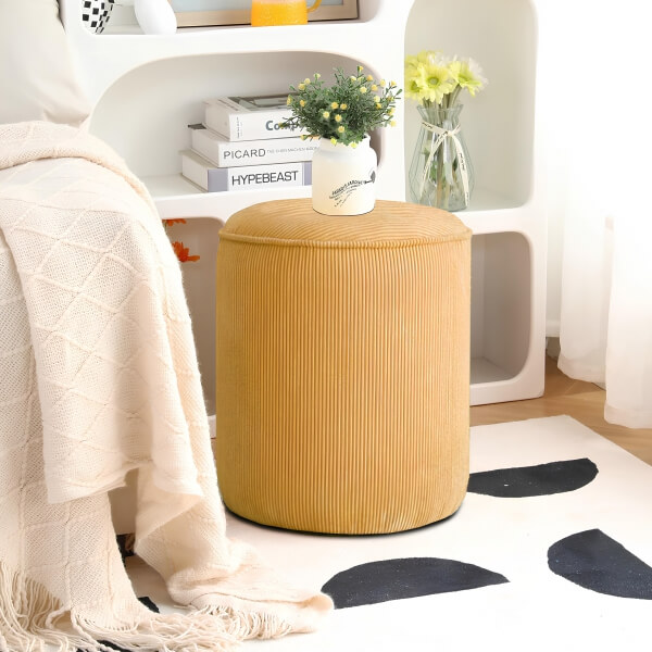 Homing Berry Corded Fabric Cylinder Pouf 241321