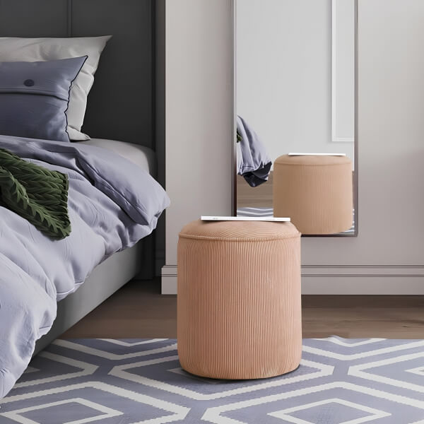 Homing Berry Corded Fabric Cylinder Pouf 241322