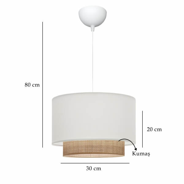 Homing Interior Wicker Fabric Ecru Cream Pendant Lamp Chandelier 241324