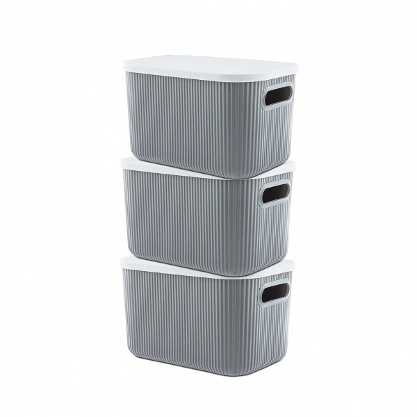 Homing Covered Organizer Box 6.2 Lt Set of 3 Gray 241330