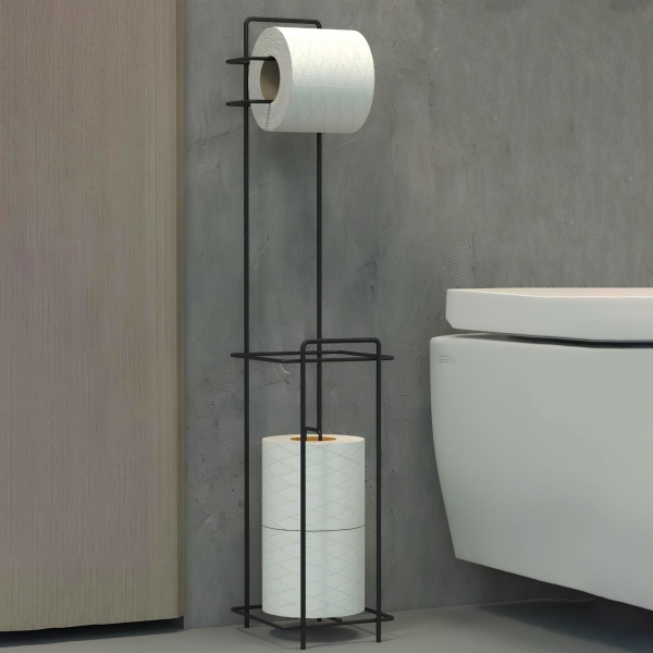 Homing Vertical Metal Toilet Roll Holder Organizer Stand 241372