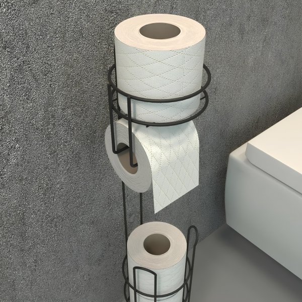 Homing Vertical Toilet Roll Holder with Basket Round Organizer Stand 241374