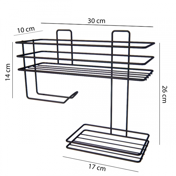 Homing Black Metal Wall Shelf Organizer 241377