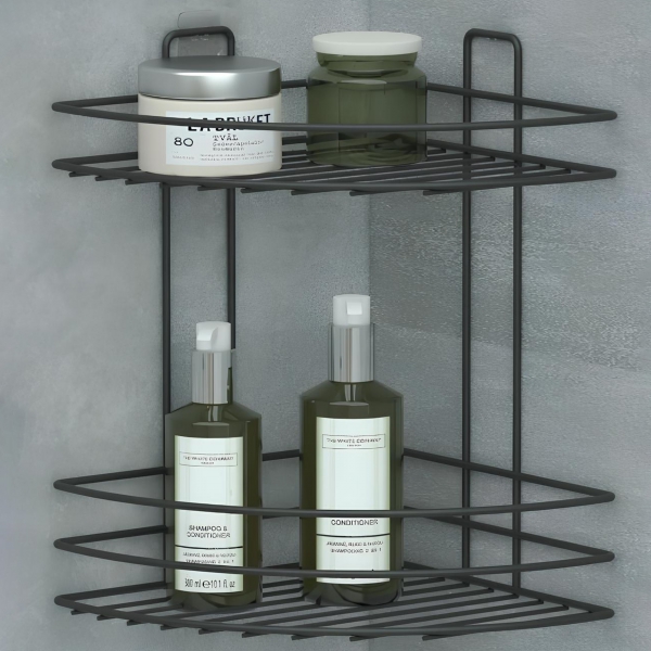 Homing 2 Tier Bathroom Corner Organizer Shelf Organizer 241379