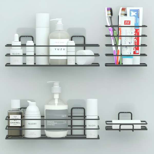 Homing Bathroom Organizer Shelf Soap Dish and Toothbrush Holder Set 241396