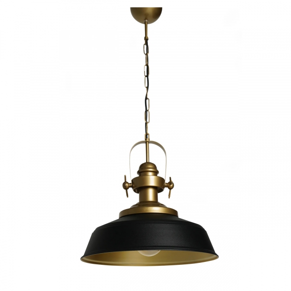 Homing Black Metal Pendant Lamp with Gold Interior Surface 241521