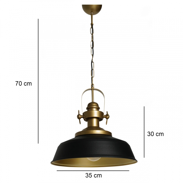 Homing Black Metal Pendant Lamp with Gold Interior Surface 241521